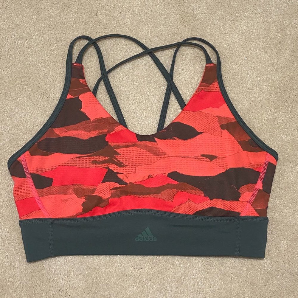 Adidas Sports Bra Camo Bright Coral Orange Size XS/S